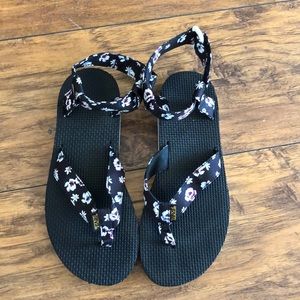 Floral Printed Teva Flip Flops with Ankle Strap